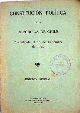 Cover page of a 1925 Constitution text edition. Constitucion de Chile de 1925.jpg