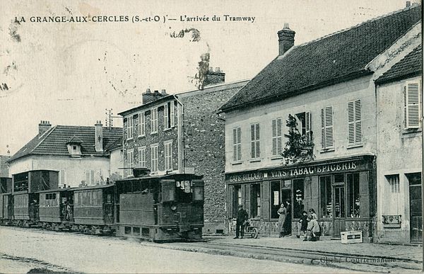 Steam tram in France.