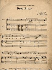 "Deep River, my home is over Jordan" The final spiritual in the oratorio, sheet music version 1917 Deep River sheet music page one.jpg