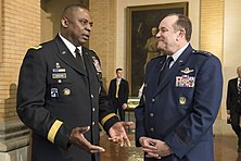 Supreme Allied Commander Europe General Philip M. Breedlove with commander of Central Command General Lloyd Austin during strategic dialogue meeting at the National War College, May 8, 2014. DoD leaders gather for strategic dialogue 140508-D-HU462-033.jpg