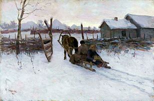 Dvornikov: Farm with Sleigh (1900)