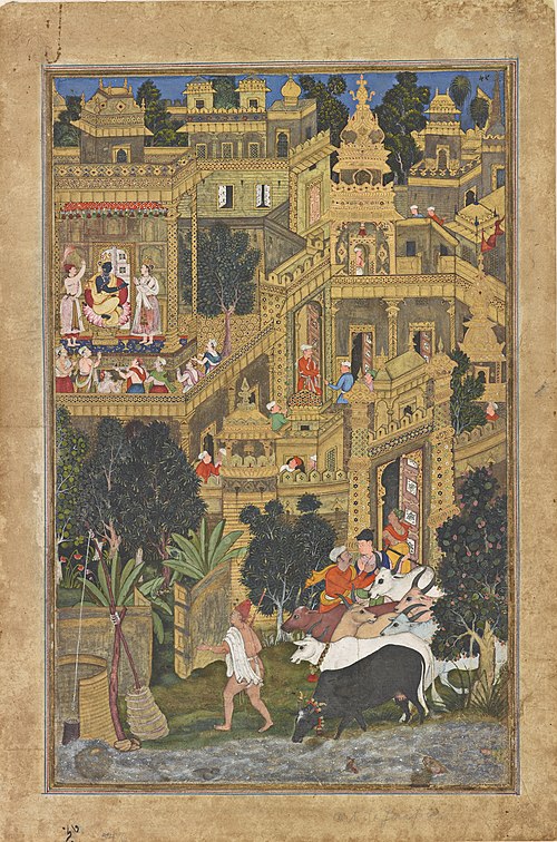 City of Dwarka in Harivamsa, as painted for the Mughal emperor Akbar