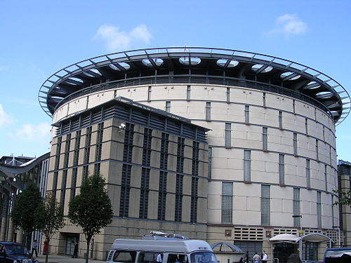 The Edinburgh International Conference Centre building at the heart of the redeveloped Exchange District in the west end of the city