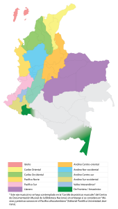 Regions of Colombia by its traditional music. Ejes musicales de Colombia1.png