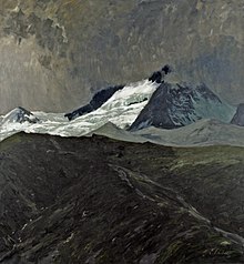 Matterhorn im Nebel, 1908. Öl auf Leinwand. H 1500 mm B 1370 mm. Signiert und datiert.