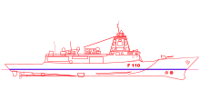 A simplified drawing of the pre-design made by Navantia F110 Navantia pre deseno.svg