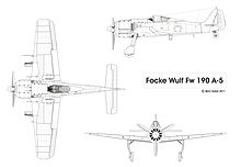 Drei-Seiten-Ansicht der Focke-Wulf Fw 190 A-5