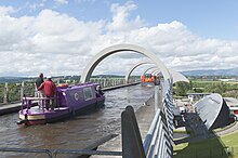 View of the aqueduct and top of the wheel FalkirkWheel-pjt1.jpg