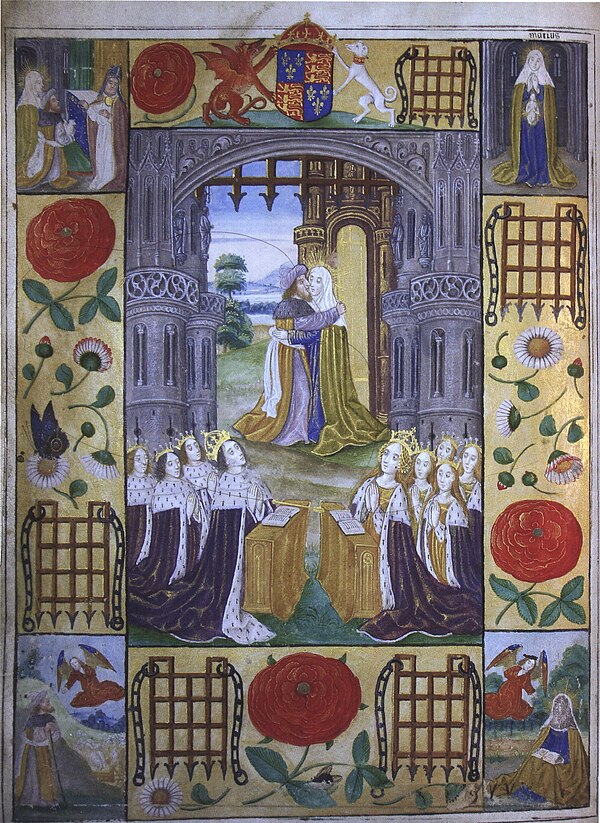 The family of Henry VII, depicted on an illuminated page.