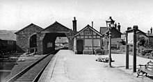 The station, as photographed in August 1951. Foxfield station, 1951 (geograph 5203508).jpg