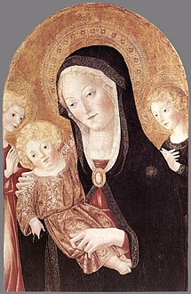 „Мадона с два ангела“ (1465 – 70 г., Галерия Лоу, Корал Гейбълс, Флорида)