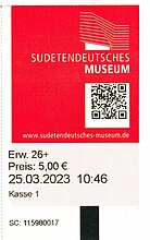 Sudetendeutsches Museum · Eintrittskarte 2023