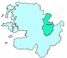 Barony of Gallen - highlighted in the east of the county Gallen, Barony, Co Mayo Cropped.jpg