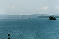 Lake Tranquilo. Ships follow marked channels among the hilltop islands.