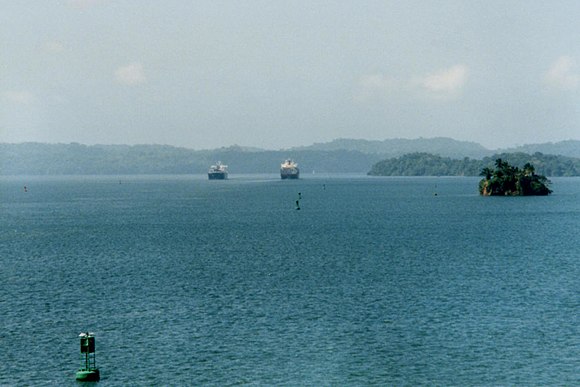 Gatun Lake provides the water used to raise and lower vessels in the Canal, gravity fed into each set of locks