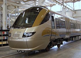 Tren Gautrain på depotet.