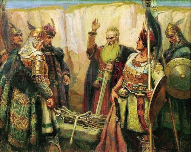 A 1926 painting depicting Kubrat (in center), ruler of Great Bulgaria.