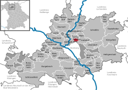 Läget för Gundelsheim i Landkreis Bamberg
