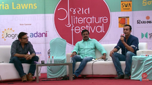 from left, Harsh Chhaya, Ankit Trivedi and Abhishek Jain at GLF, Ahmedabad on 18 December 2016 Harsh Chhaya, Ankit Trivedi and Abhishek Jain.png