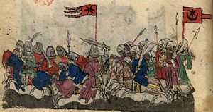 Иллюстрация битвы при Ярмуке анонимного каталонского иллюстратора (между 1310 и 1325 годом).