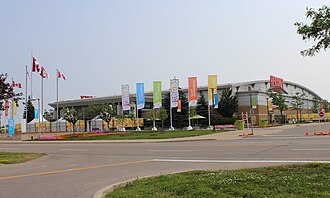 The Hershey Centre (Mississauga Sports Centre), in Mississauga, was the venue for the karate competitions (pictured here during the games) Hershey Centre during the 2015 Pan American Games.jpg