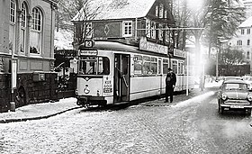 ハーゲン市電の2車体連接車（1960年撮影）