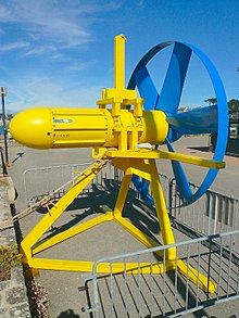 Sabella D03 turbine, with 3m rotor Hydrolienne-D03-Sabella-PortNavalo.jpg