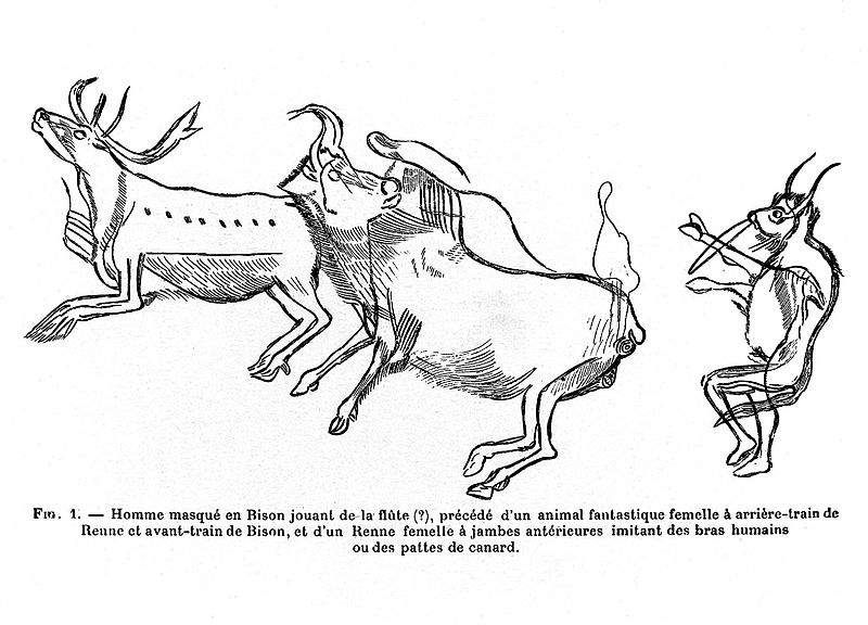 File:Illustration of Homme masque en Bison jourant de la flute Wellcome M0004767.jpg