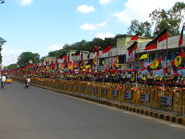 Party flags in Madurai, Tamil Nadu