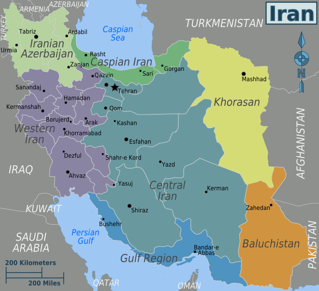 Iran regions map