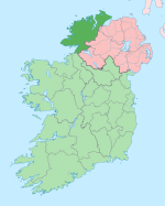 Comté de Donegal en vert sombre, Irlande en vert clair.