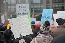 Women's March participants in New York City. January 2019 Women's Alliance march in NYC (46806325511).jpg