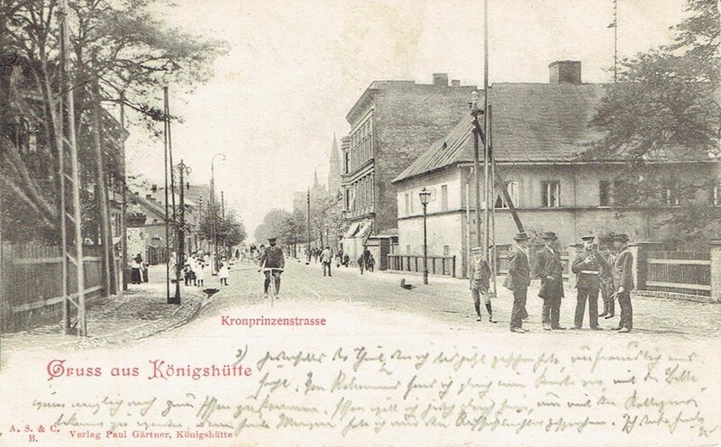 Plik:Königshütte Kronprinzenstrasse postcard.jpg