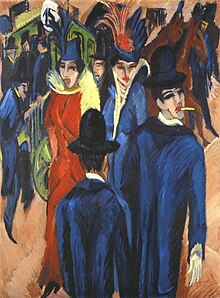 Berlin Street Scene by Ernst Ludwig Kirchner was another painting that used to hang in a German museum that was restituted and bought by the Neue Galerie in 2007 Kirchner Berlin Street Scene 1913.jpg