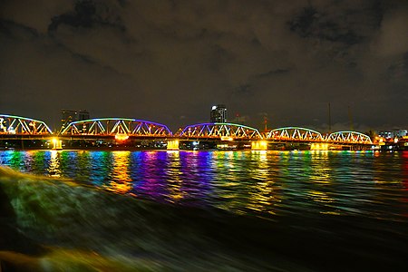 Krung Thon Bridge at night