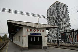 Kuopio railway station pier roof and new transport hub building on behind.