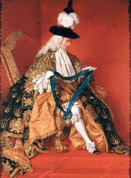 Duc de Saint-Aignan holding the Blue Ribbon with the Order of the Holy Spirit.