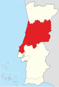 Pozicija regije na karti Portugala