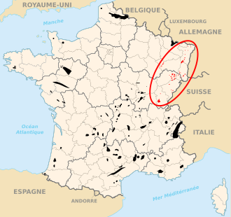 Mapa dos departamentos franceses.