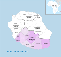 Saint-Pierre arrondissementinin Réunion'daki konumu
