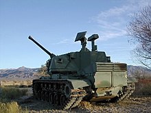 A M247 in Nevada. The twin barrels are side-on to the camera.