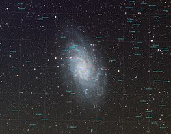The annotated field of M33 galaxy