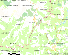 Mapa obce Montsalvy
