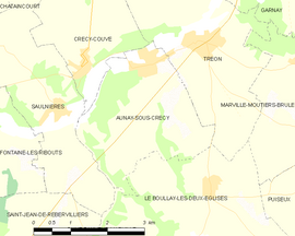 Mapa obce Aunay-sous-Crécy