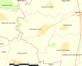 Mapa obce Gouzeaucourt