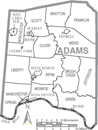 Map of Adams County Ohio With Municipal and Township Labels.PNG