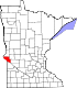Harta statului Minnesota indicând comitatul Big Stone