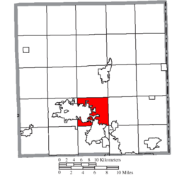 Howland Township okulunun Trumbull County şehrindeki konumu