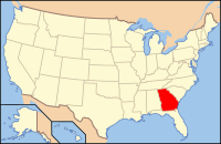 Bản đồ Hoa Kỳ có ghi chú đậm tiểu bang Georgia