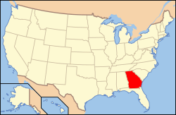 अमरीका के मानचित्र पर जॉर्जिया राज्य